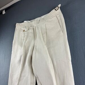 Suitsupply Pants Men's 31x29* Beige Brentwood Tessuti Di Sondrio Linen Pleated
